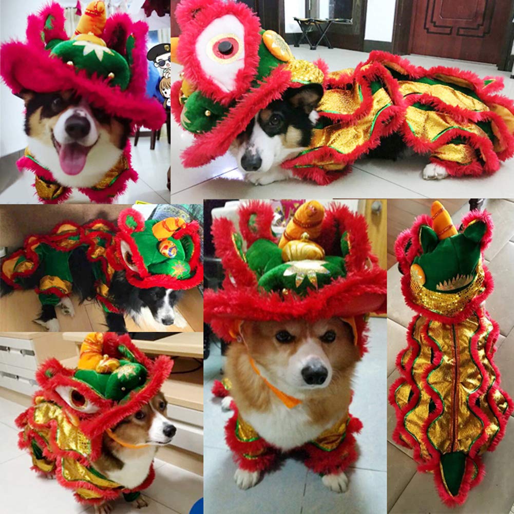 Dragon Dog Costume, New Year Pet Makeover Funny Clothes XL (7198047994094)